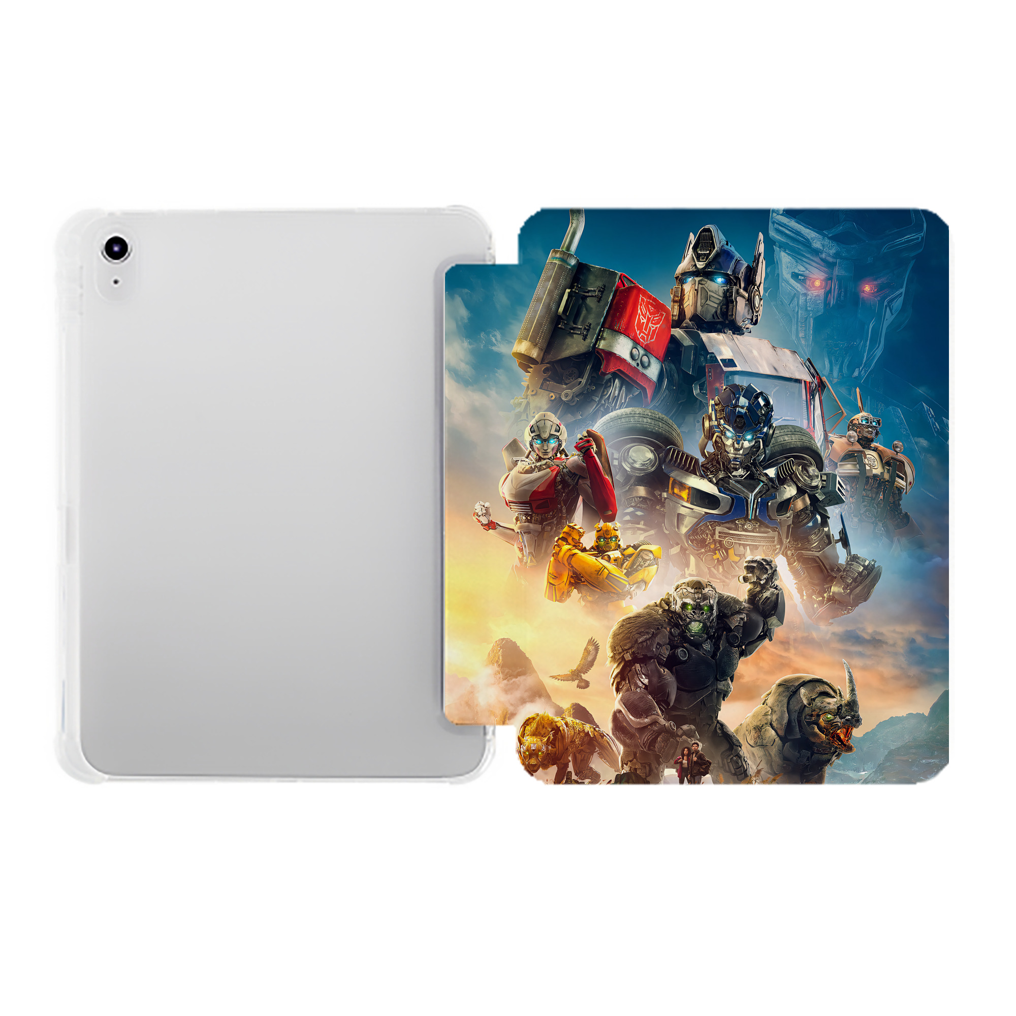 （画像用） Transformers トランスフォーマー IPad ケース ペン収納付き 三つ折りスタンド PUレザー×シリコン 対応機種9.5/10.5/10.9インチ